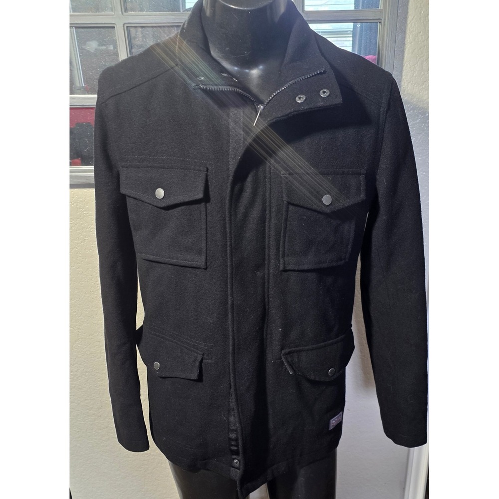 Ben Sherman Mens Black Wool Blend Four Pocket Field Jacket Small Utility Coat